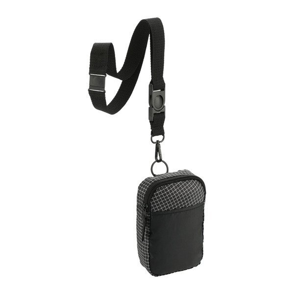 Grid Lanyard Nylon Crossbody Phone Pouch