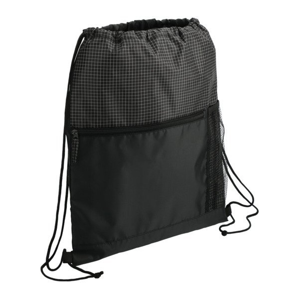Grid Nylon Drawstring Bag