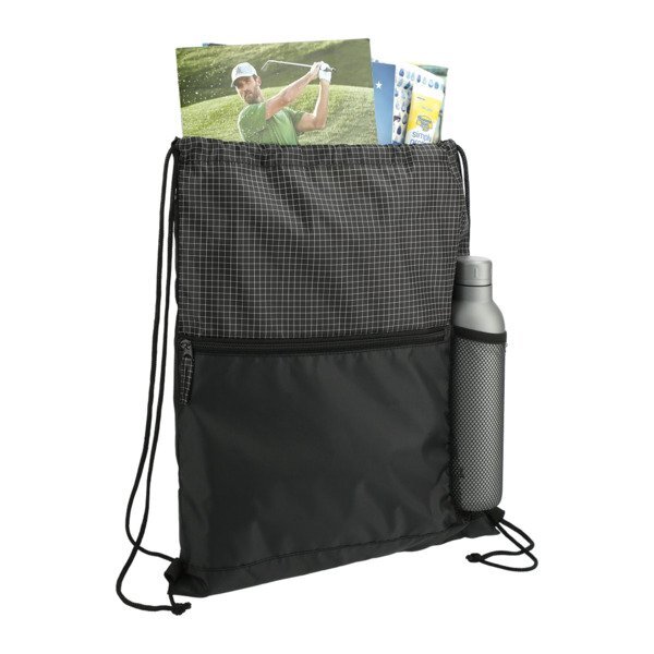 Grid Nylon Drawstring Bag