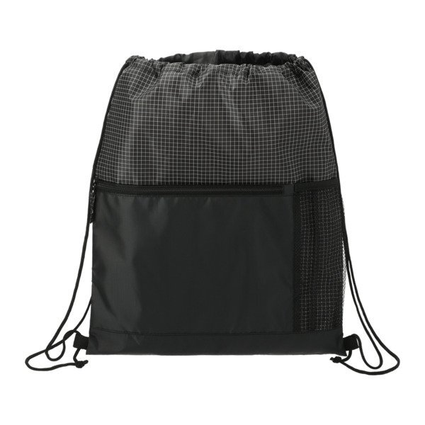 Grid Nylon Drawstring Bag