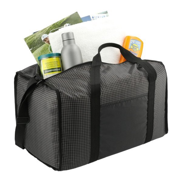 Grid Boxy Nylon Duffel