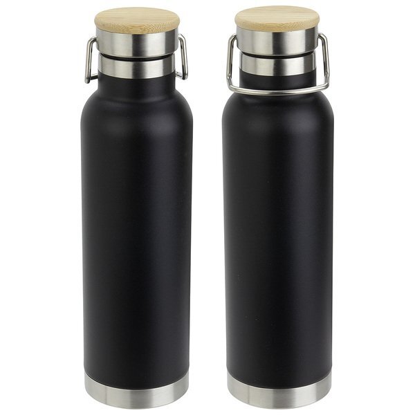 Cusano Vacuum Insulated Stainless Steel Bottle w/ Bamboo Cap, 22oz.