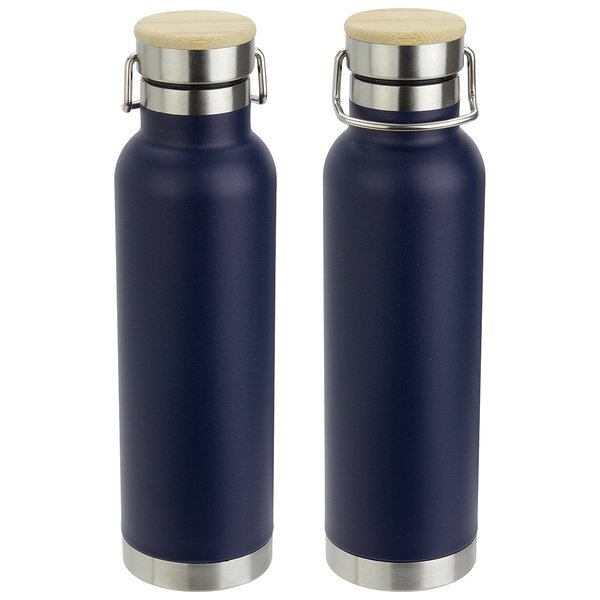 Cusano Vacuum Insulated Stainless Steel Bottle w/ Bamboo Cap, 22oz.