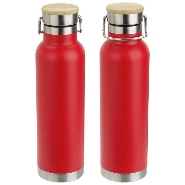Cusano Vacuum Insulated Stainless Steel Bottle w/ Bamboo Cap, 22oz.
