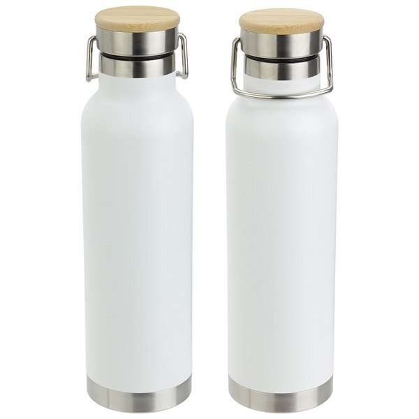Cusano Vacuum Insulated Stainless Steel Bottle w/ Bamboo Cap, 22oz.