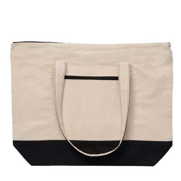 Zippered Cotton Canvas Boat Tote