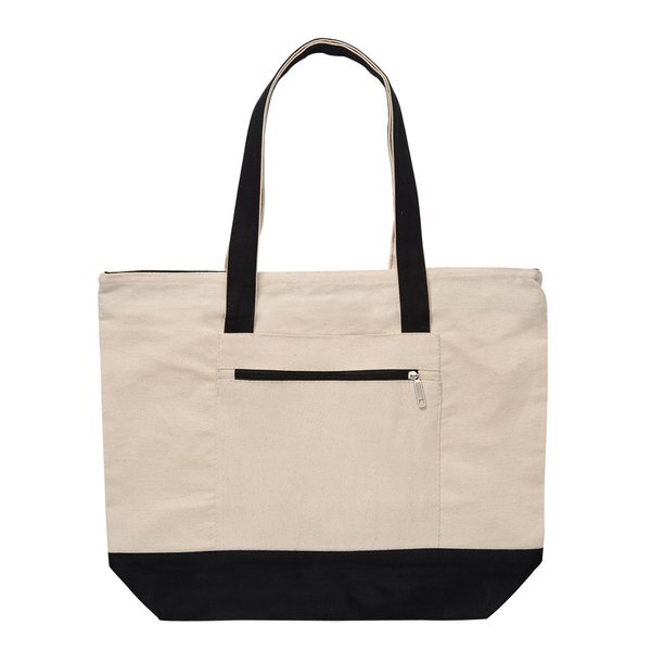 Zippered Cotton Canvas Boat Tote