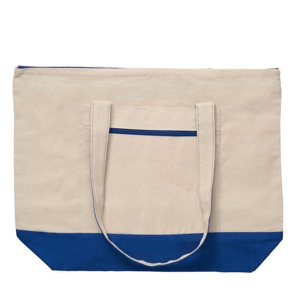 Zippered Cotton Canvas Boat Tote