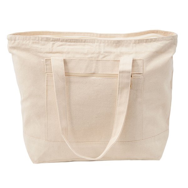 Zippered Cotton Canvas Boat Tote
