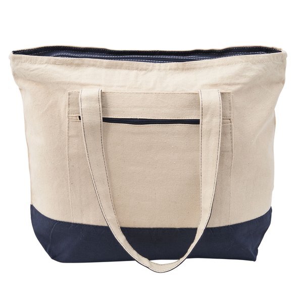 Zippered Cotton Canvas Boat Tote