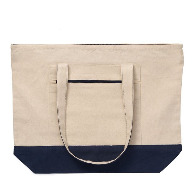 Zippered Cotton Canvas Boat Tote