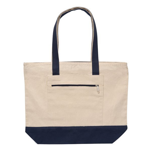 Zippered Cotton Canvas Boat Tote