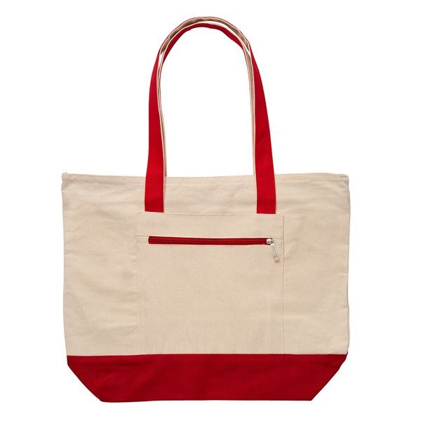 Zippered Cotton Canvas Boat Tote