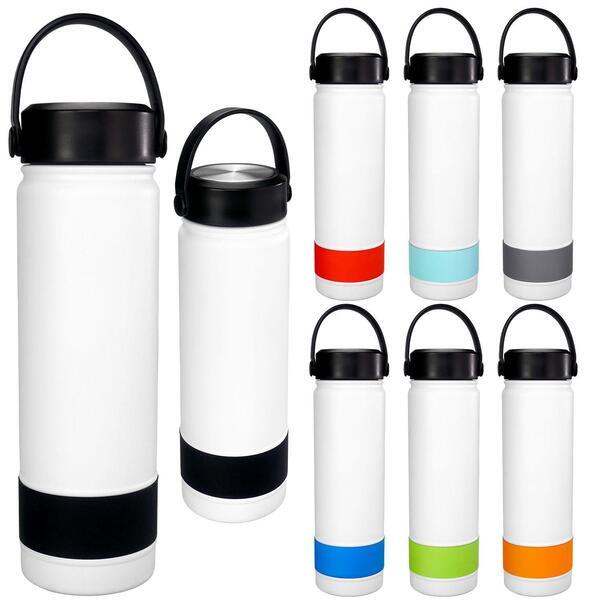 Colorful Metal Top Banded Stainless Steel Bottle, 24oz.