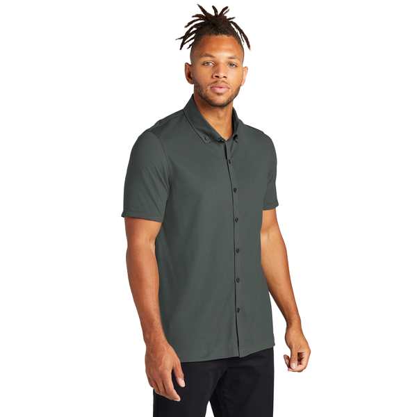 MERCER+METTLE™ Stretch Pique Full-Button Men's Short Sleeve Shirt