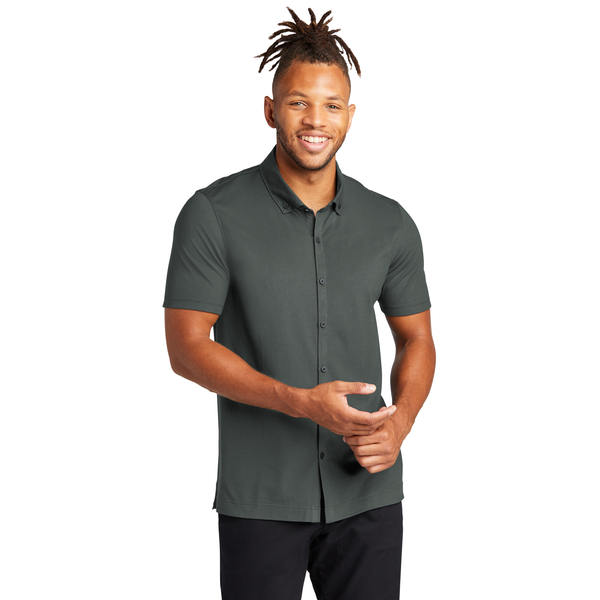 MERCER+METTLE™ Stretch Pique Full-Button Men's Short Sleeve Shirt
