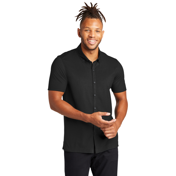MERCER+METTLE™ Stretch Pique Full-Button Men's Short Sleeve Shirt