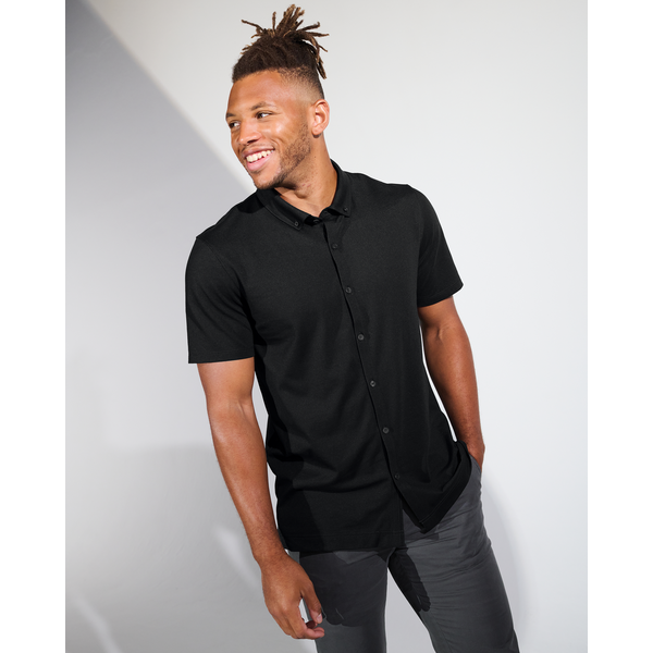 MERCER+METTLE™ Stretch Pique Full-Button Men's Short Sleeve Shirt