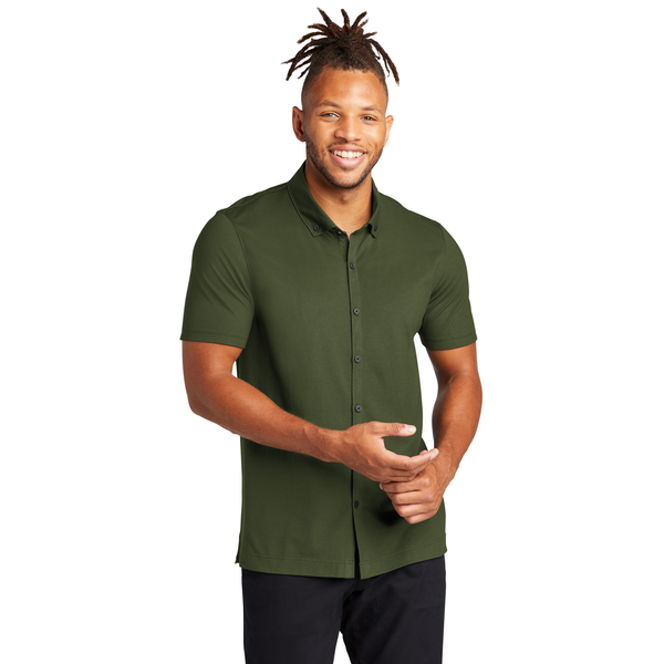 MERCER+METTLE™ Stretch Pique Full-Button Men's Short Sleeve Shirt