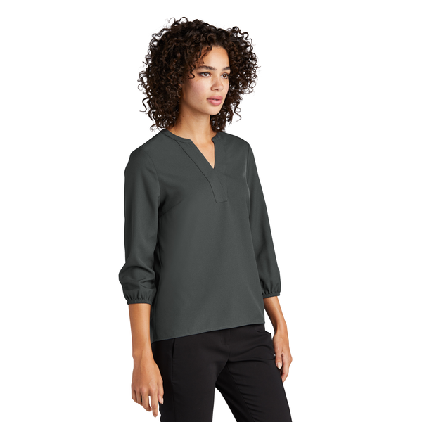 MERCER+METTLE™ Stretch Crepe 3/4 Sleeve Ladies' Blouse