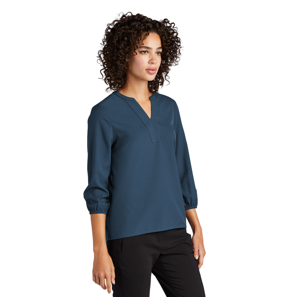 MERCER+METTLE™ Stretch Crepe 3/4 Sleeve Ladies' Blouse