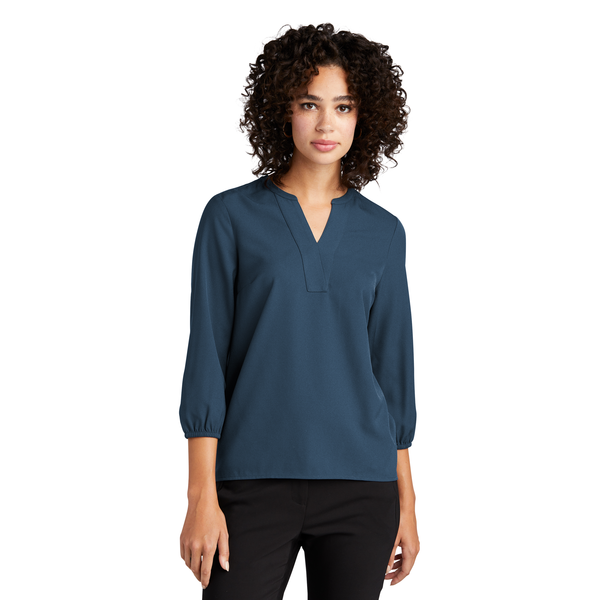 MERCER+METTLE™ Stretch Crepe 3/4 Sleeve Ladies' Blouse