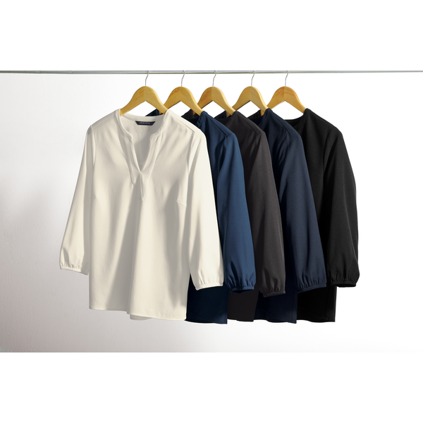 MERCER+METTLE™ Stretch Crepe 3/4 Sleeve Ladies' Blouse