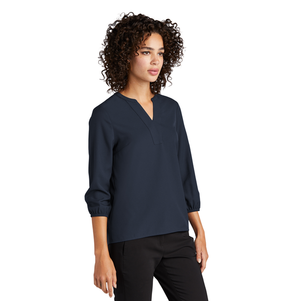 MERCER+METTLE™ Stretch Crepe 3/4 Sleeve Ladies' Blouse