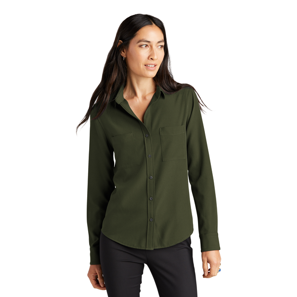 MERCER+METTLE™ Stretch Crepe Long Sleeve Ladies' Camp Blouse