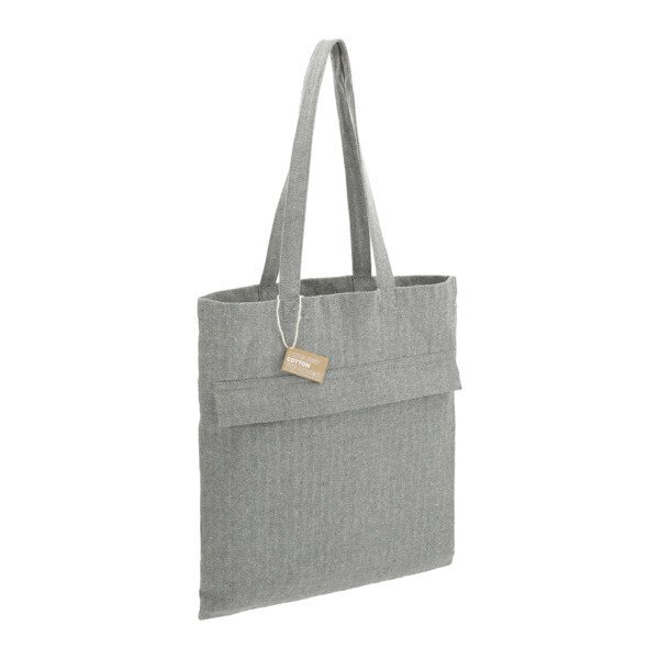 Recycled Cotton Herringbone Zip Pocket Tote