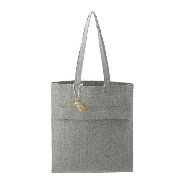Recycled Cotton Herringbone Zip Pocket Tote