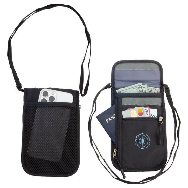 AeroLOFT™ Jet Black Polyester Safety Organizer Neck Wallet
