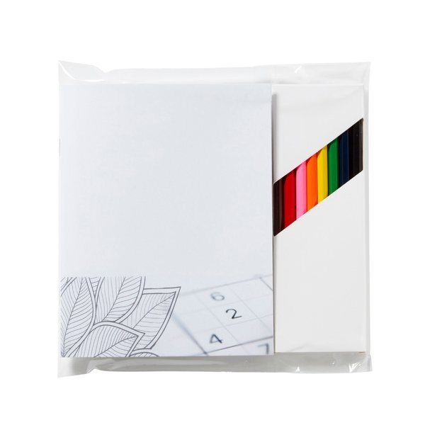 Deluxe Adult Activity Journal Book & 8 Piece Colored Pencil Set