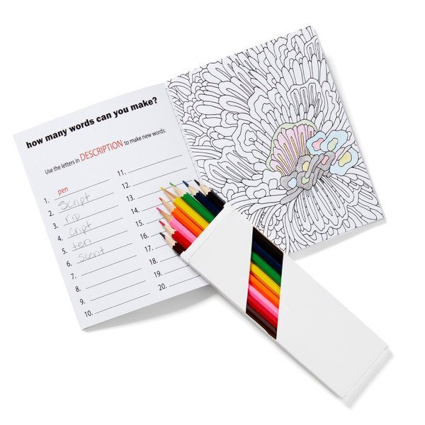 Deluxe Adult Activity Journal Book & 8 Piece Colored Pencil Set