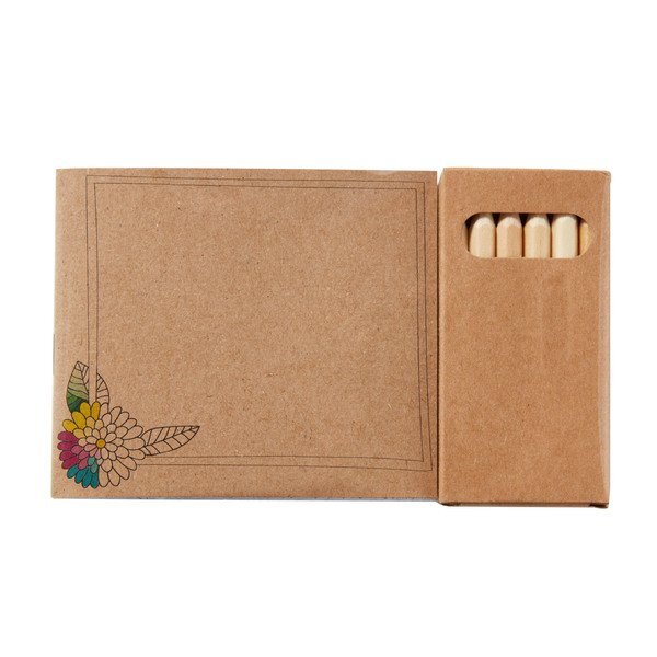 Flowers Adult Coloring Book & 6 Color Pencil Set