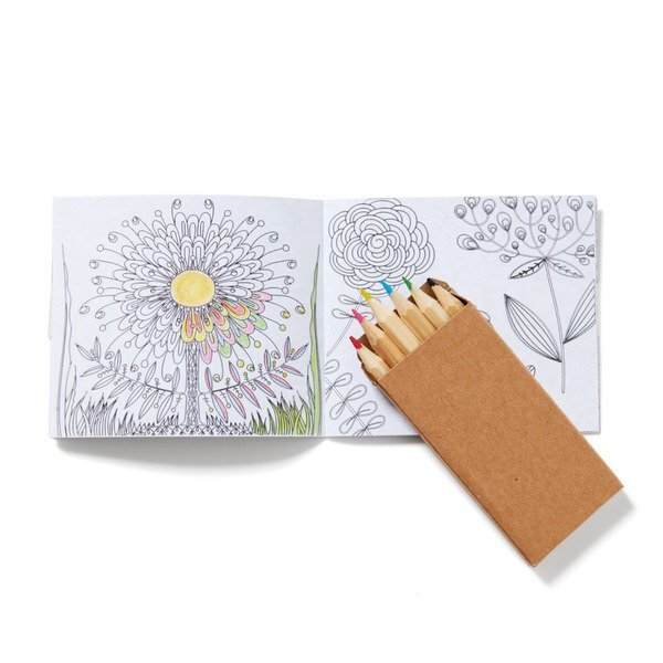 Flowers Adult Coloring Book & 6 Color Pencil Set
