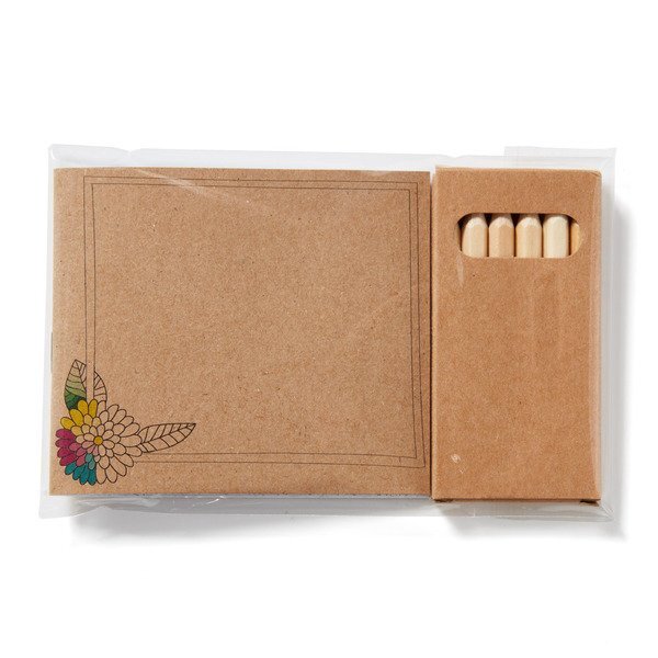 Flowers Adult Coloring Book & 6 Color Pencil Set