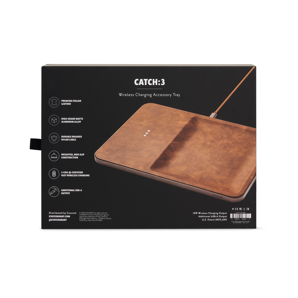 Courant® Classics Catch 3 Italian Leather Wireless Charger & Accessory Tray