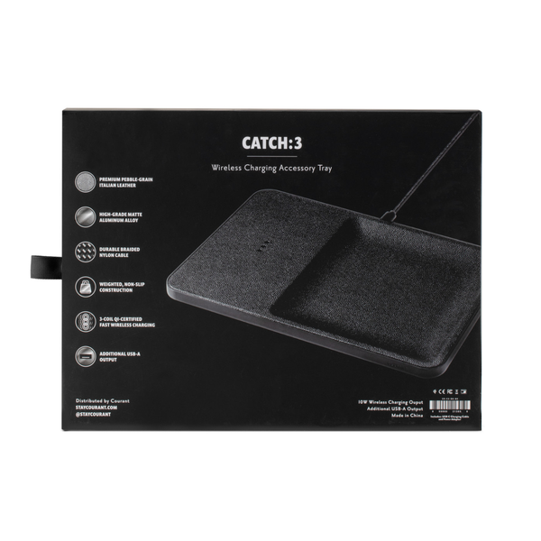 Courant® Classics Catch 3 Italian Leather Wireless Charger & Accessory Tray