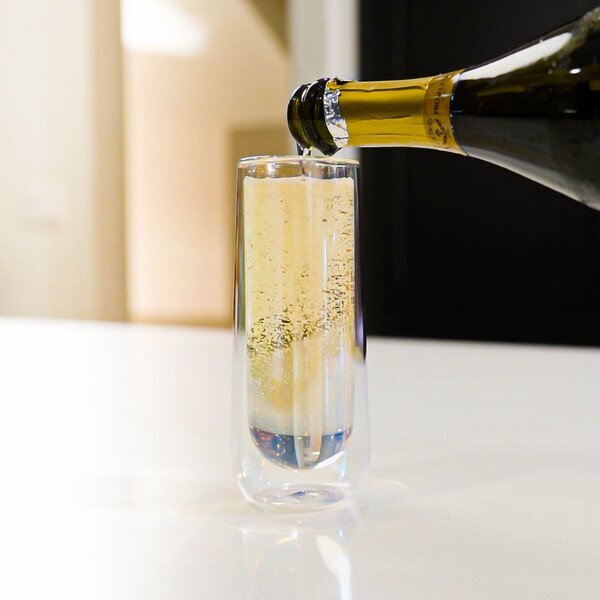 Asobu® Double Wall Stemless Glass Flute, 7.5oz.