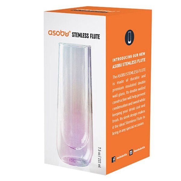Asobu® Double Wall Stemless Glass Flute, 7.5oz.