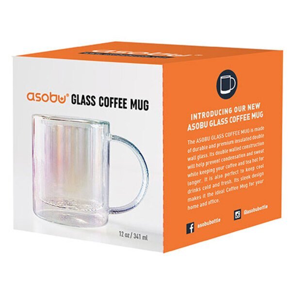 Asobu® Double Wall Glass Coffee Mug, 12oz.