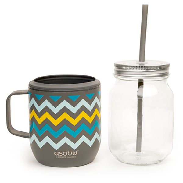 Asobu® Moonshine Mason Jar & Vacuum Insulated Stainless Steel Cooler, 16oz.