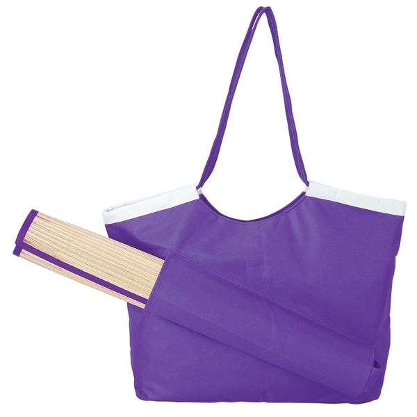 Beachfront 600D Polyester Tote & Straw Mat