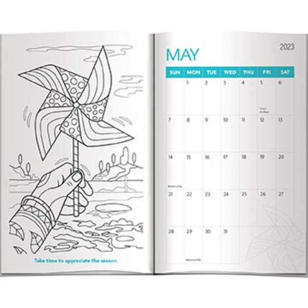 Reducing Stress Color Comfort Pocket Calendar 2026