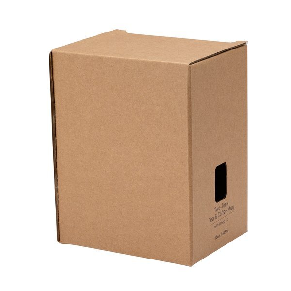 Mogiana Two-Tone Ceramic Mug w/ Wood Lid, 15oz.