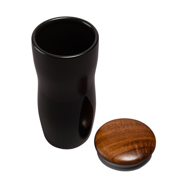 Tarrazu Double Wall Ceramic Tumbler w/ Wood Lid, 12oz.