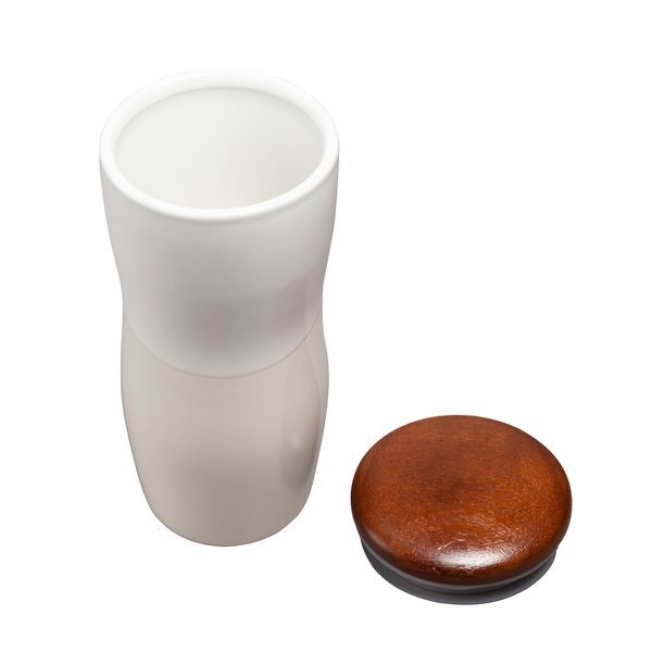 Tarrazu Double Wall Ceramic Tumbler w/ Wood Lid, 12oz.