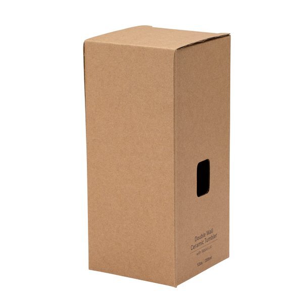 Tarrazu Double Wall Ceramic Tumbler w/ Wood Lid, 12oz.