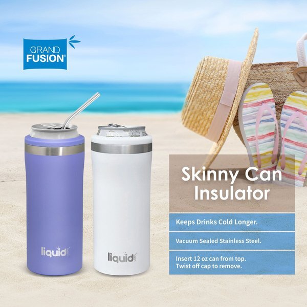 Liquid Fusion® Double Wall Stainless Steel Skinny Can Cooler, 12oz.